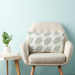 Elder Leaf Big Pattern Green+White Lumbar Cushion