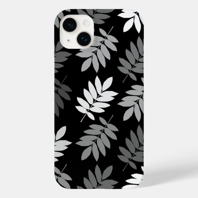 Elder Leaf Lg Pattern Black White Grey Case-Mate iPhone Case (Back)