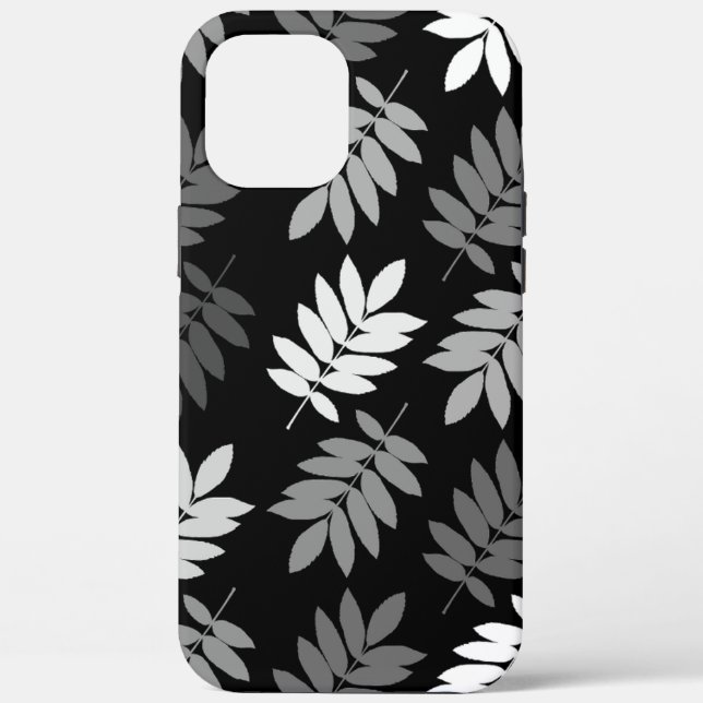 Elder Leaf Lg Pattern Black White Grey Case-Mate iPhone Case (Back)