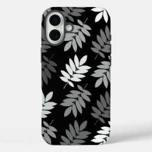 Elder Leaf Lg Pattern Black White Grey iPhone 16 Plus Case