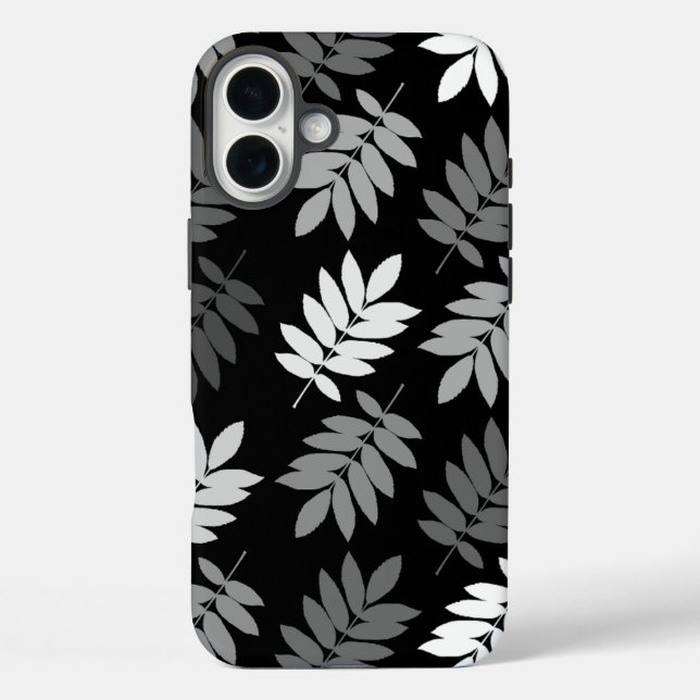 Elder Leaf Lg Pattern Black White Grey Case-Mate iPhone Case (Back)