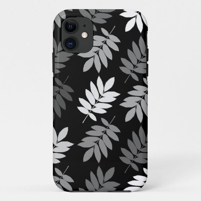 Elder Leaf Lg Pattern Black White Grey Case-Mate iPhone Case (Back)
