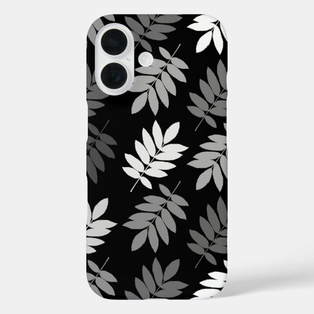 Elder Leaf Lg Pattern Black White Grey Case-Mate iPhone Case (Back)