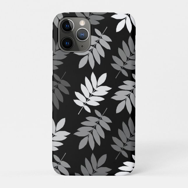 Elder Leaf Lg Pattern Black White Grey Case-Mate iPhone Case (Back)