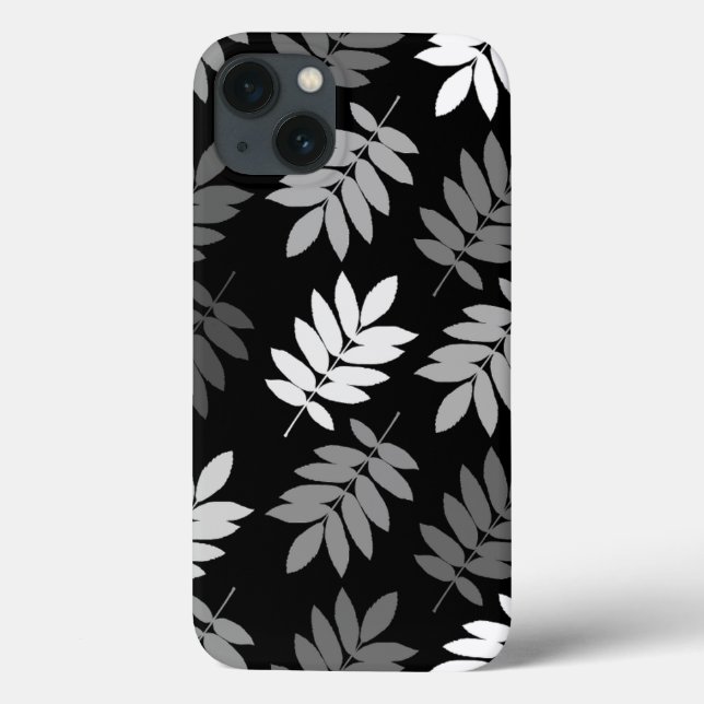 Elder Leaf Lg Pattern Black White Grey Case-Mate iPhone Case (Back)