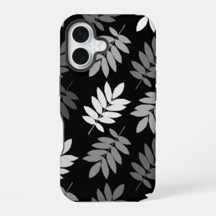 Elder Leaf Lg Pattern Black White Grey iPhone 16 Case