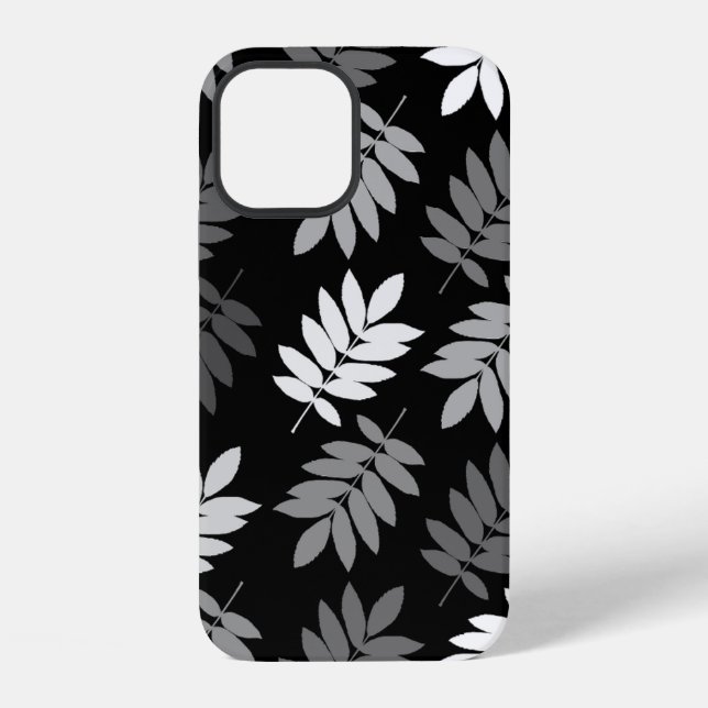 Elder Leaf Lg Pattern Black White Grey iPhone Case (Back)