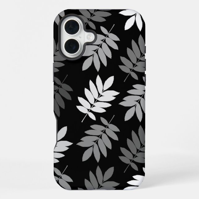 Elder Leaf Lg Pattern Black White Grey iPhone Case (Back)