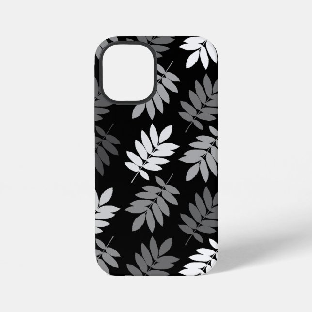Elder Leaf Lg Pattern Black White Grey iPhone Case (Back)