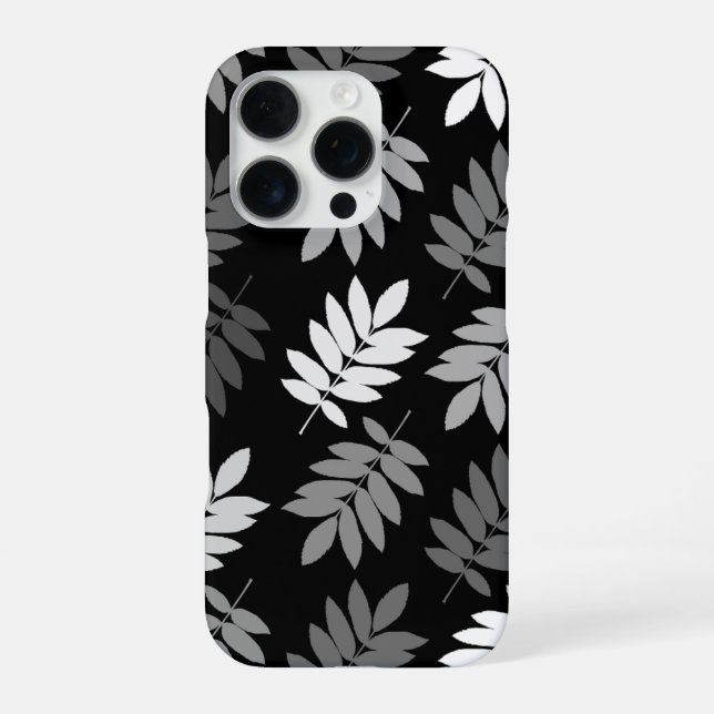 Elder Leaf Lg Pattern Black White Grey iPhone Case (Back)