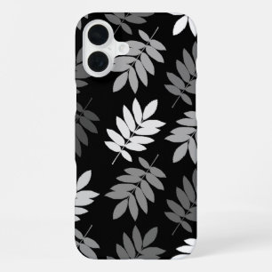 Elder Leaf Lg Pattern Black White Grey iPhone 16 Plus Case