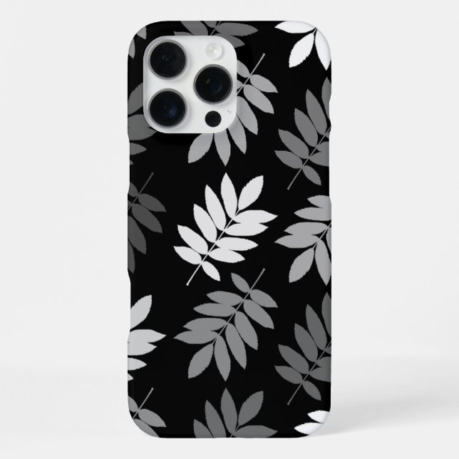 Elder Leaf Lg Pattern Black White Grey iPhone Case (Back)