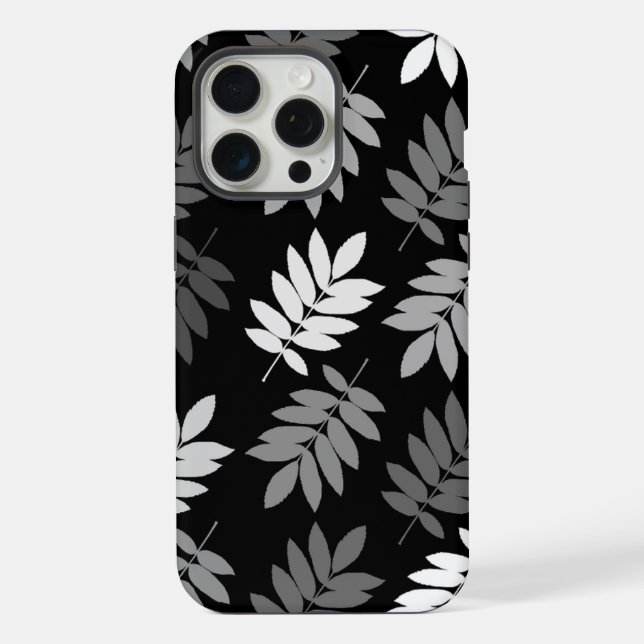 Elder Leaf Lg Pattern Black White Grey iPhone Case (Back)