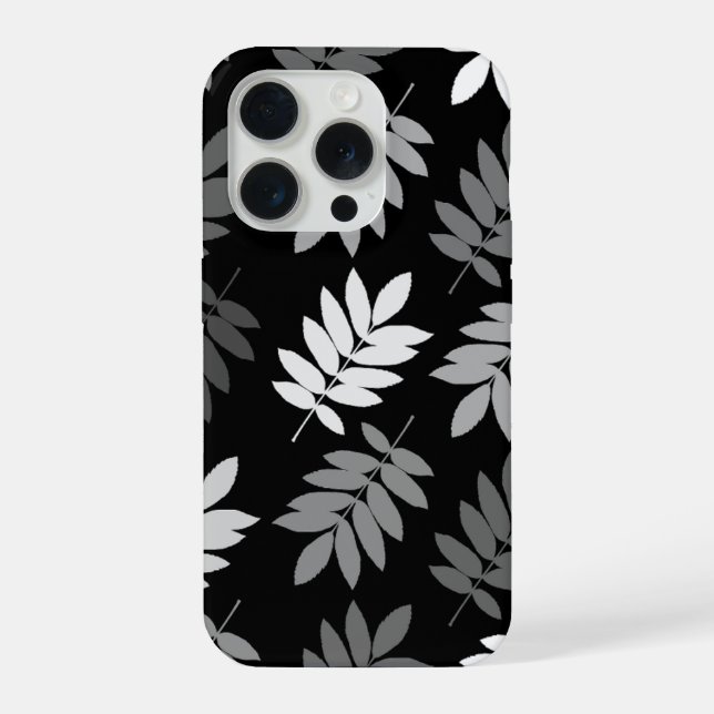Elder Leaf Lg Pattern Black White Grey iPhone Case (Back)