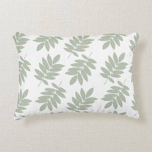 Elder Leaf Pattern 2Way Green+White Decorative Cushion