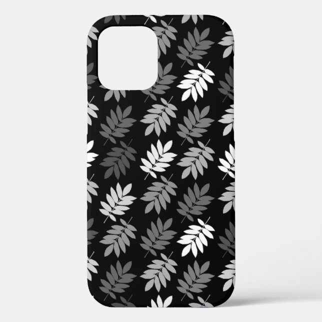 Elder Leaf Pattern Black White Grey Case-Mate iPhone Case (Back)