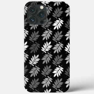 Elder Leaf Pattern Black White Grey iPhone 13 Pro Max Case