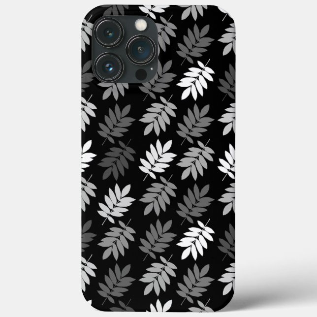 Elder Leaf Pattern Black White Grey Case-Mate iPhone Case (Back)