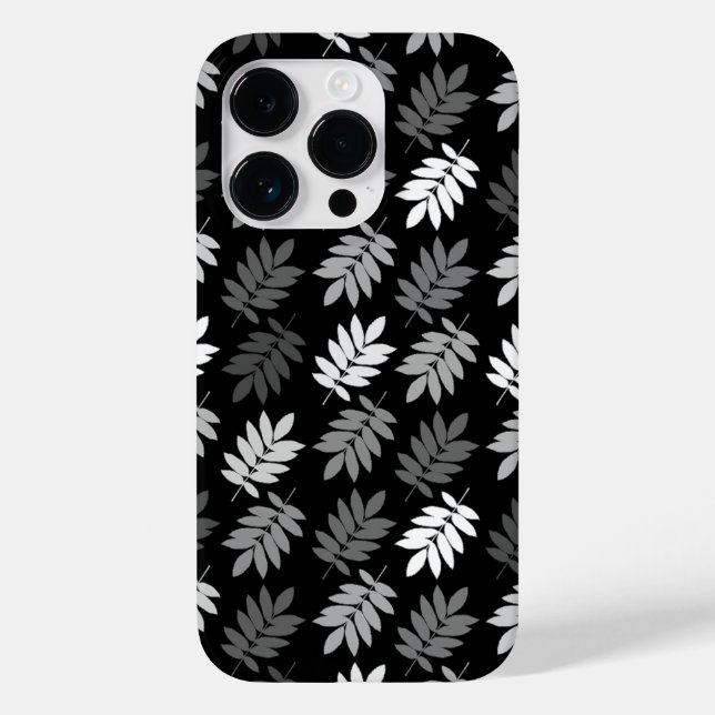 Elder Leaf Pattern Black White Grey Case-Mate iPhone Case (Back)