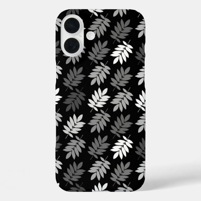 Elder Leaf Pattern Black White Grey Case-Mate iPhone Case (Back)