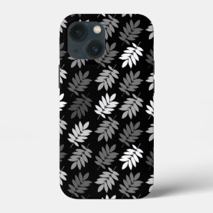 Elder Leaf Pattern Black White Grey iPhone 13 Mini Case