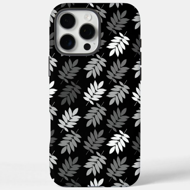 Elder Leaf Pattern Black White Grey Case-Mate iPhone Case (Back)