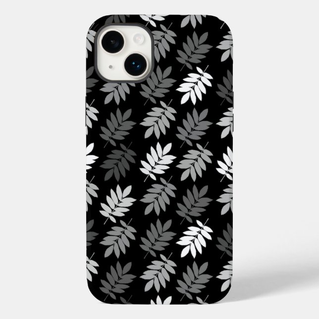Elder Leaf Pattern Black White Grey Case-Mate iPhone Case (Back)