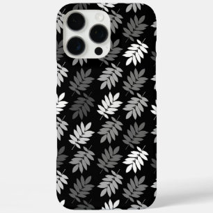 Elder Leaf Pattern Black White Grey iPhone 16 Pro Max Case