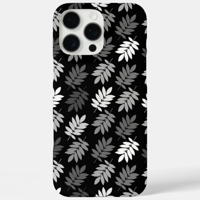 Elder Leaf Pattern Black White Grey Case-Mate iPhone Case (Back)