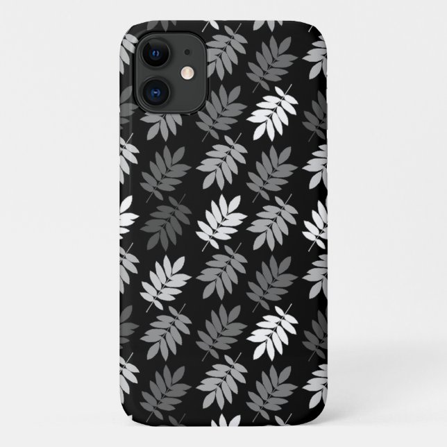 Elder Leaf Pattern Black White Grey Case-Mate iPhone Case (Back)