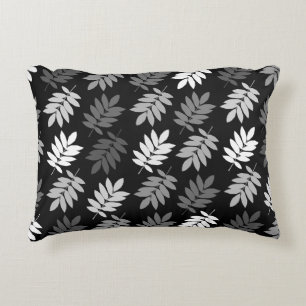 Elder Leaf Pattern Black White Grey Decorative Cushion