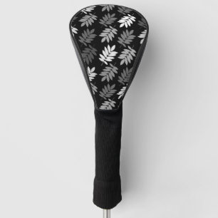 Elder Leaf Pattern Black White Grey Golf Head Cover