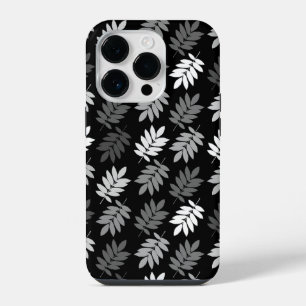 Elder Leaf Pattern Black White Grey iPhone 14 Pro Case