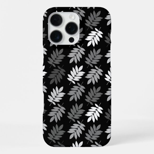Elder Leaf Pattern Black White Grey iPhone Case (Back)