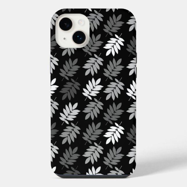 Elder Leaf Pattern Black White Grey iPhone Case (Back)