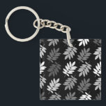 Elder Leaf Pattern Black White Grey Key Ring<br><div class="desc">Elder tree leaf silhouette in a surface pattern design with grey and white detail on a black background.</div>
