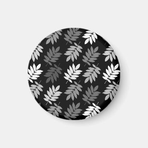 Elder Leaf Pattern Black White Grey Magnet