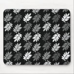 Elder Leaf Pattern Black White Grey Mouse Pad<br><div class="desc">Elder tree leaf silhouette in a surface pattern design with grey and white detail on a black background.</div>