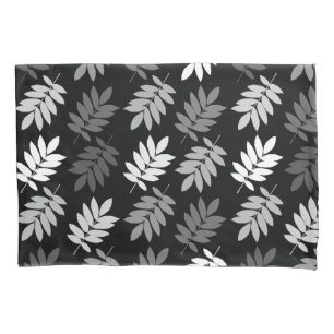 Elder Leaf Pattern Black White Grey Pillowcase