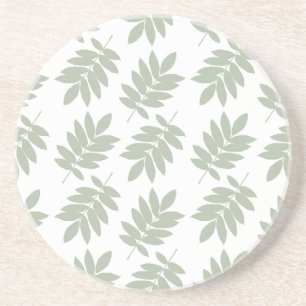 Elder Leaf Pattern Green+White Coaster