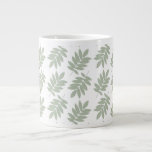 Elder Leaf Pattern Green White Large Coffee Mug<br><div class="desc">Elder tree leaf silhouette in a surface pattern design with green detail on a white background.</div>