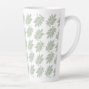 Elder Leaf Pattern Green+White Latte Mug