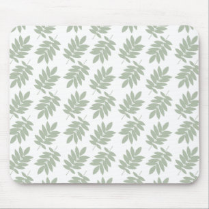 Elder Leaf Pattern Green+White Mouse Pad