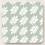 Elder Leaf Pattern White on Green Coaster<br><div class="desc">Rustic Elder tree leaf silhouette in a surface pattern design with white detail on a green background.</div>