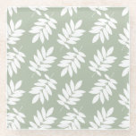 Elder Leaf Pattern White on Green Glass Coaster<br><div class="desc">Rustic Elder tree leaf silhouette in a surface pattern design with white detail on a green background.</div>