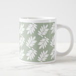 Elder Leaf Pattern White on Green Large Coffee Mug<br><div class="desc">Elder tree leaf silhouette in a surface pattern design with white detail on a green background.</div>