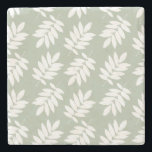 Elder Leaf Pattern White on Green Stone Coaster<br><div class="desc">Rustic Elder tree leaf silhouette in a surface pattern design with white detail on a green background.</div>