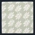 Elder Leaf Pattern White on Green Stone Coaster<br><div class="desc">Rustic Elder tree leaf silhouette in a surface pattern design with white detail on a green background.</div>