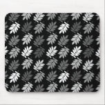 Elder Leaf Rpt Pattern Black White Grey Mouse Pad<br><div class="desc">Elder tree leaf silhouette in a surface pattern design with grey and white detail on a black background.</div>