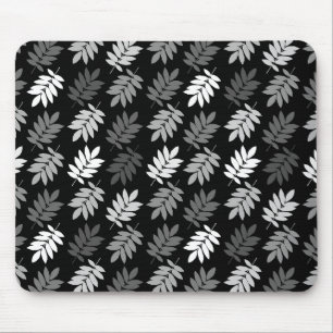 Elder Leaf Rpt Pattern Black White Grey Mouse Pad